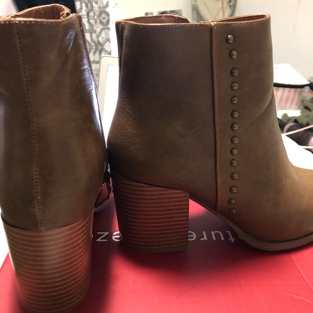 Camel color heeled booties